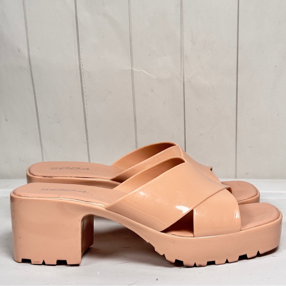 SODA Chunky Jelly Sandals Party Retro Y2K‎ Look Platforms Light Blush Pink 39/8